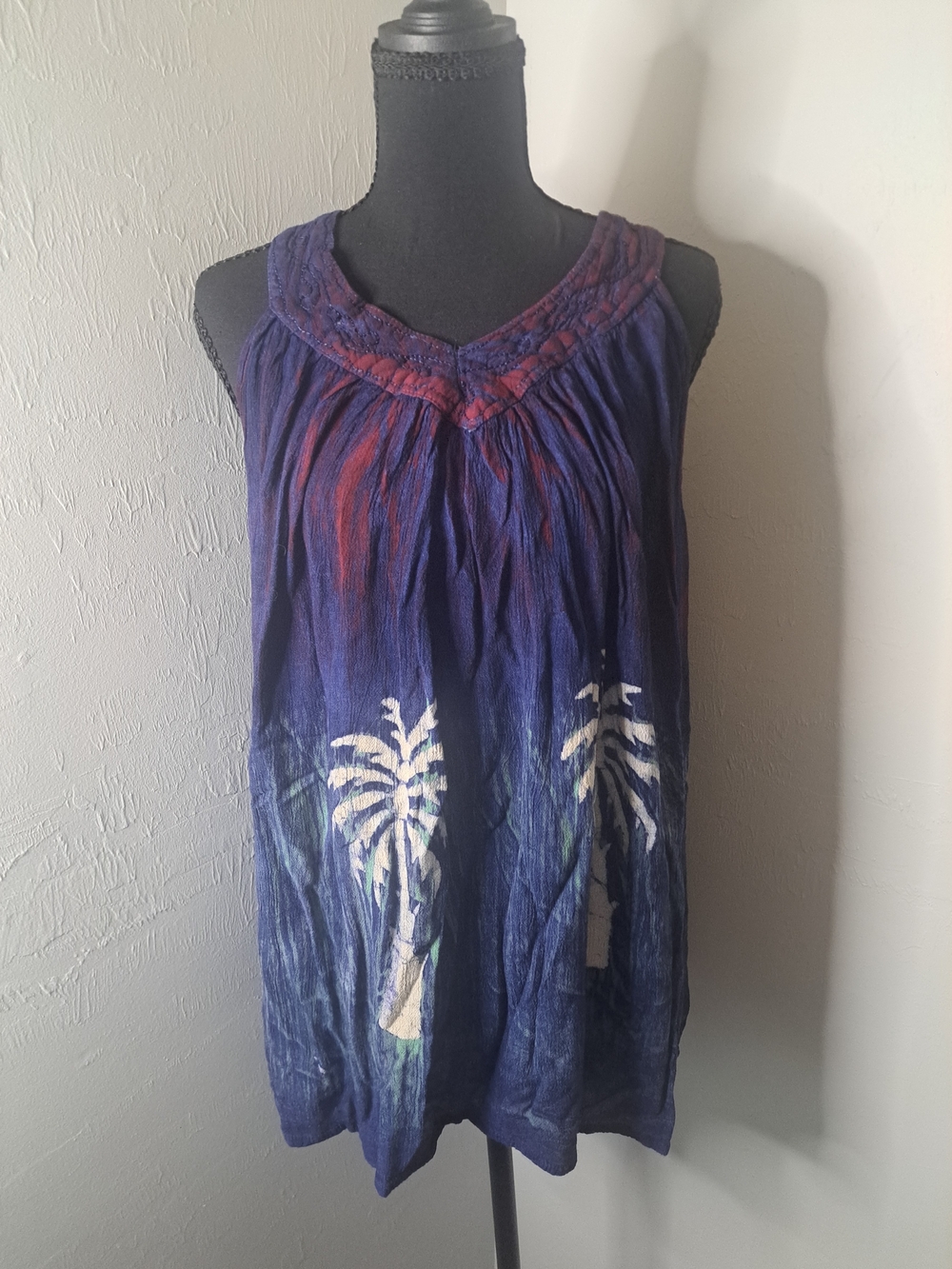 Advance Apparels Purple Tie-Dye Palm Tree-Print Sleeveless Tank